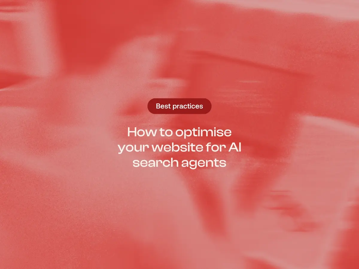 An abstract, motion-blurred background with a red colour tint that is characteristic of Refuel Creative's brand imagery. Text overlay says: 